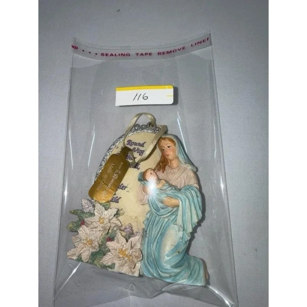 Vintage 1998 Roman Inc Mary and Baby Jesus Silent Night Christmas Ornament